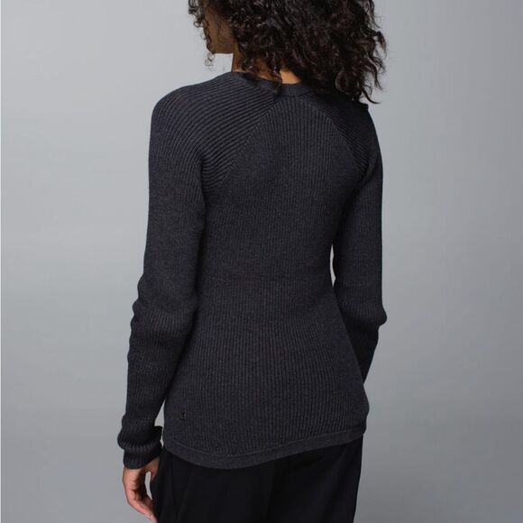 Lululemon The Sweater The Better Crewneck Pointelle Knit Sweater 10 Washed Black - Picture 3 of 11
